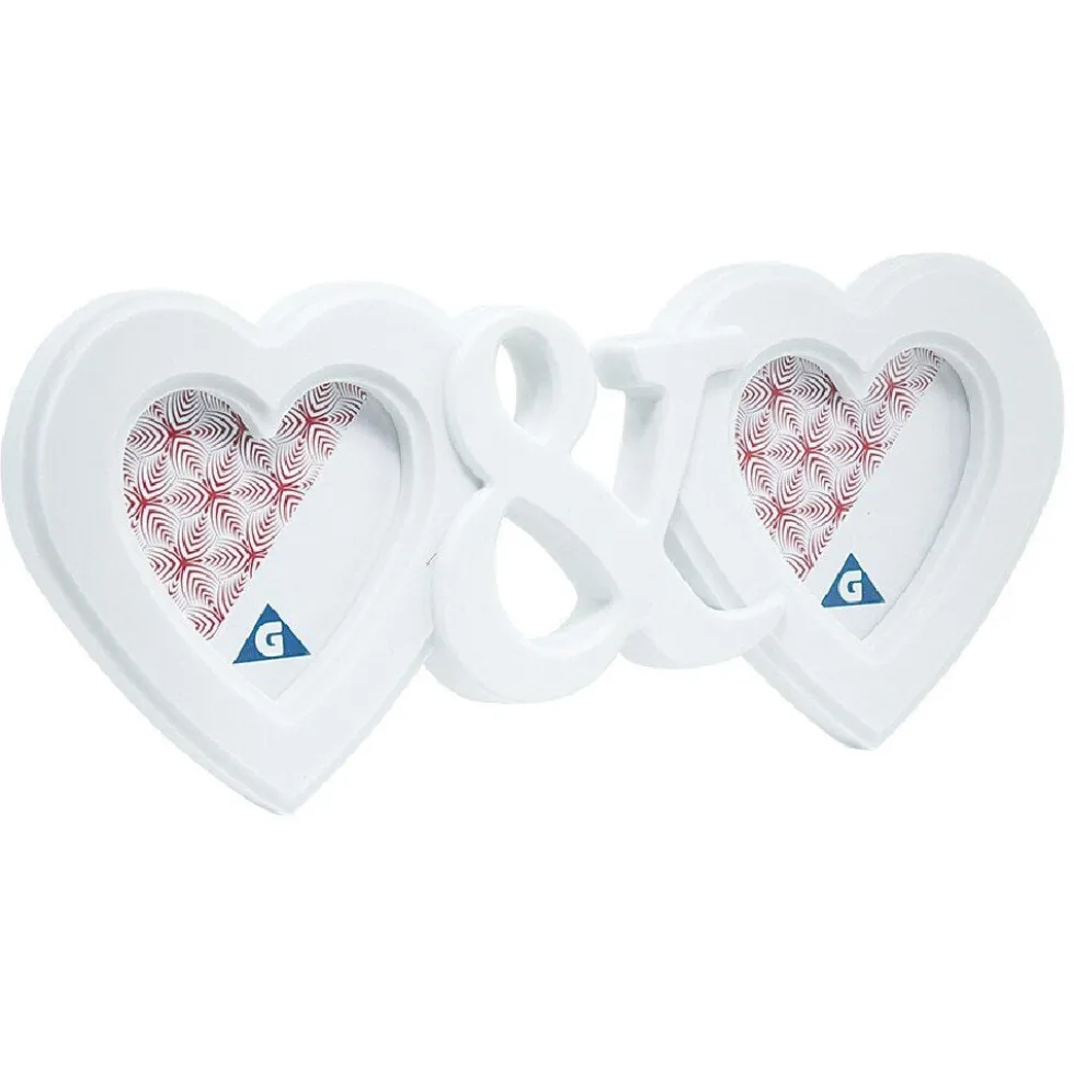 Cadre photo coeur blanc pour 2 photos