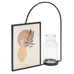 Cadre photo décoratif avec vase et arche métal noir pour photo 13x18cm