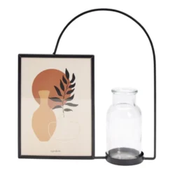 Cadre photo décoratif avec vase et arche métal noir pour photo 13x18cm