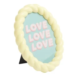 Cadre photo ovale bord torsadé plastique 13x17cm (2 modèles)