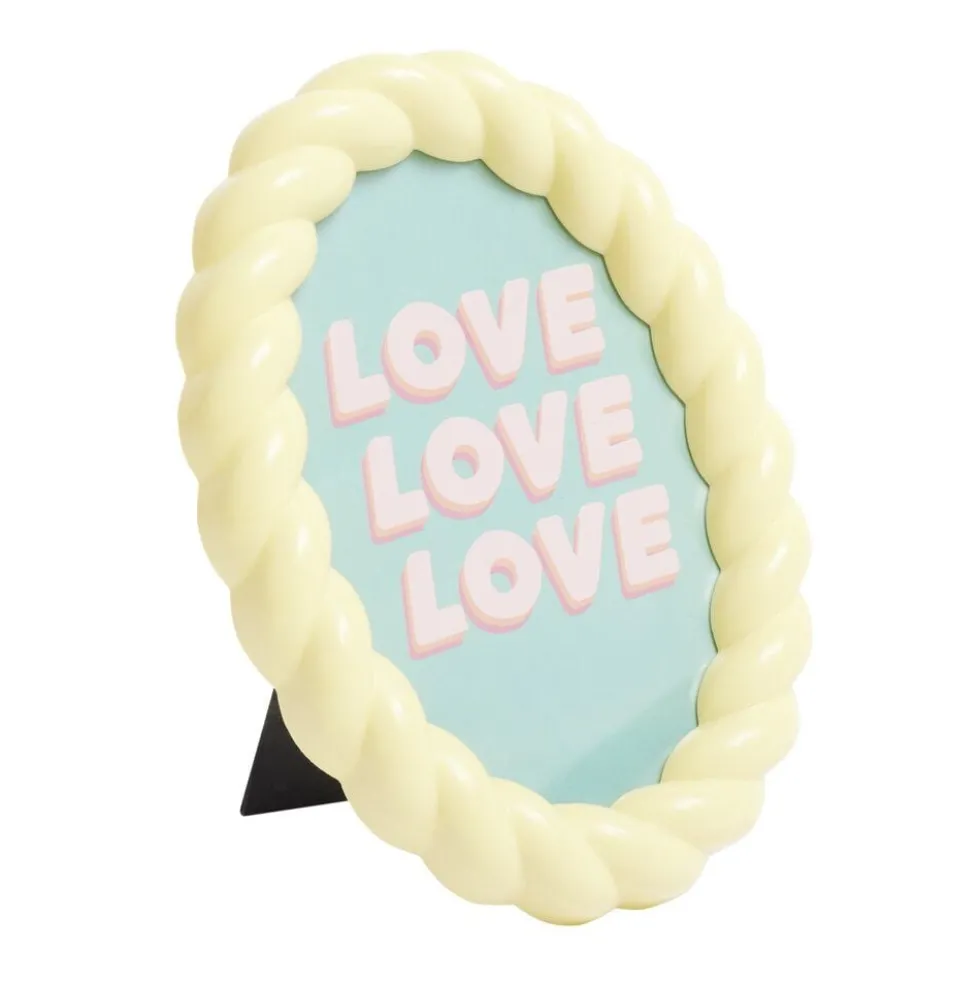 Cadre photo ovale bord torsadé plastique 13x17cm (2 modèles)