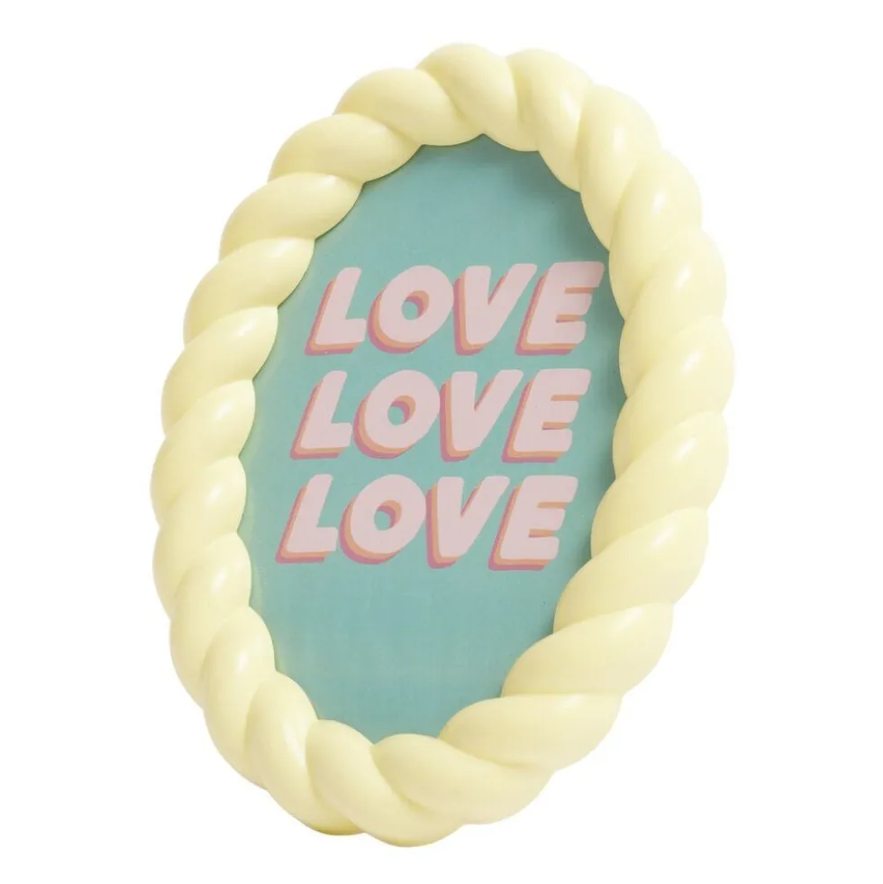 Cadre photo ovale bord torsadé plastique 13x17cm (2 modèles)