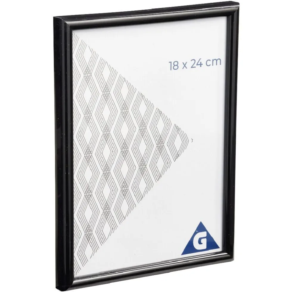 Cadre photo plastique noir 19x25cm pour photo 18x24cm