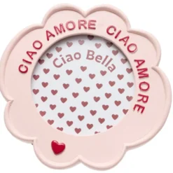 Cadre photo à poser Ciao Amore rose et rouge Ø17,5xH19cm