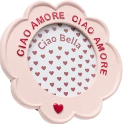 Cadre photo à poser Ciao Amore rose et rouge Ø17,5xH19cm