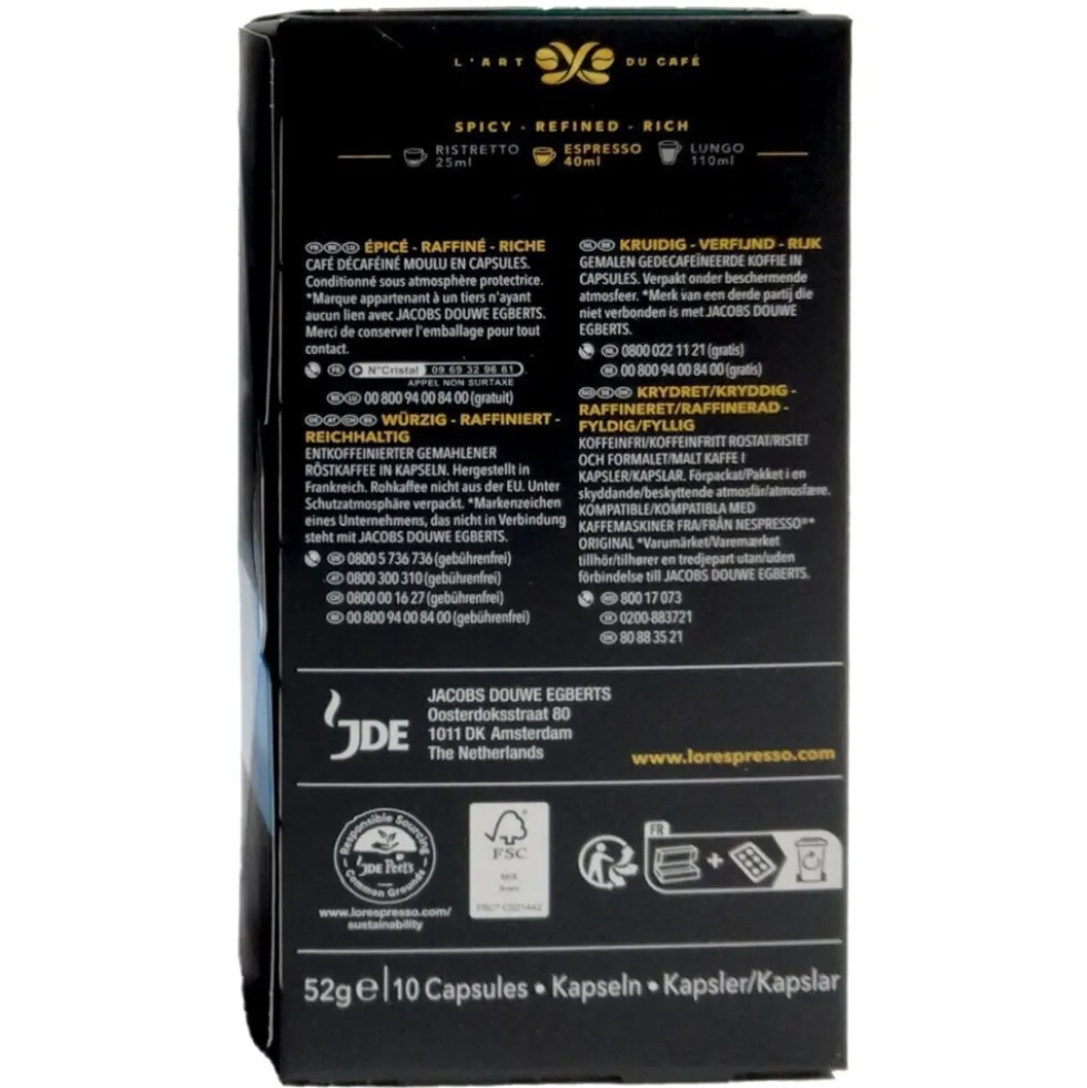 Café capsule L'or Décaféiné 10 doses intensité 6