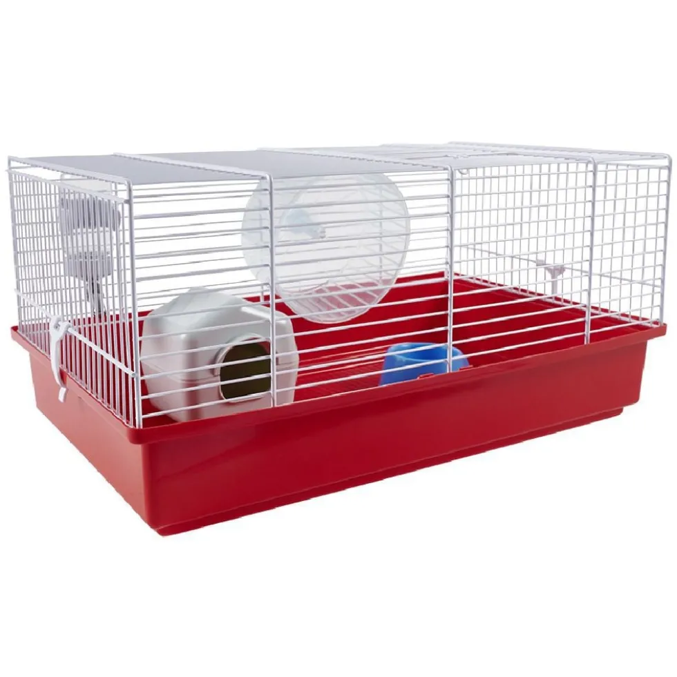 Cage pour rongeur avec 4 accessoires L46x29,5xH23cm