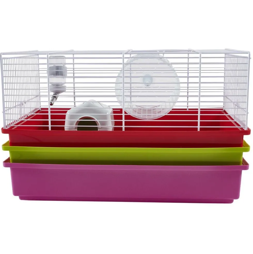 Cage pour rongeur avec 4 accessoires L46x29,5xH23cm