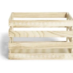 Cagette en bois motif flocon blanc 38x28xH23cm