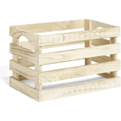 Cagette en bois motif flocon blanc 28x18xH18cm