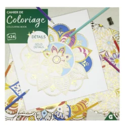Cahier de coloriage 24 pages papier détails dorés
