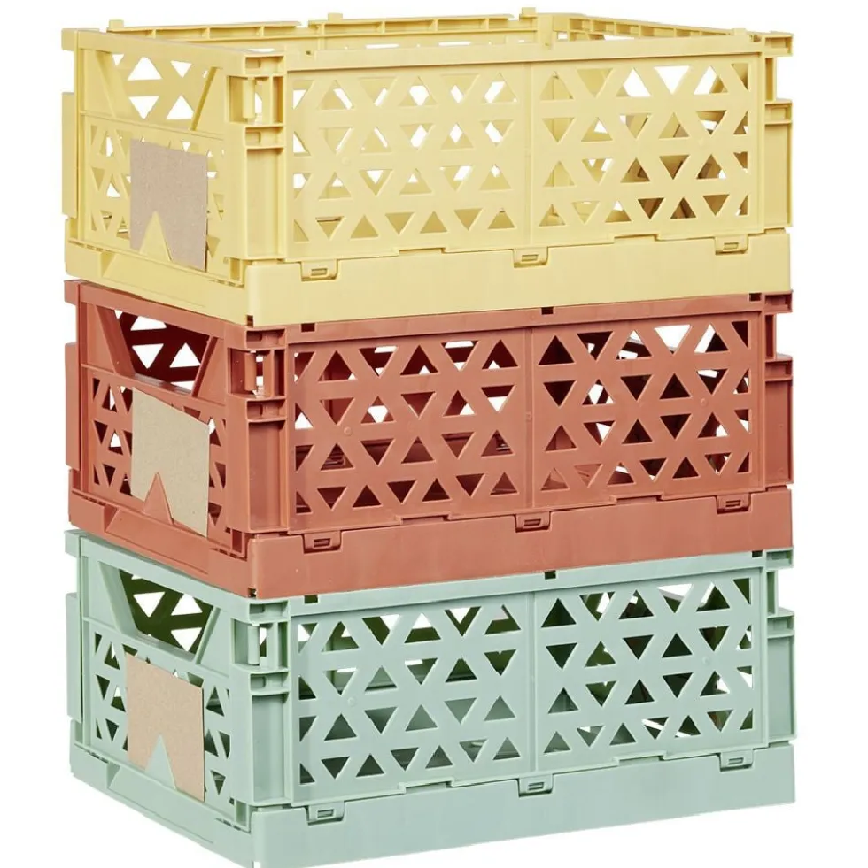 Caisse pliable avec porte-étiquette vert L33xl25xH15cm