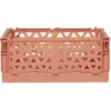Caisse pliable avec porte-étiquette marron L25xl16,5xH10cm