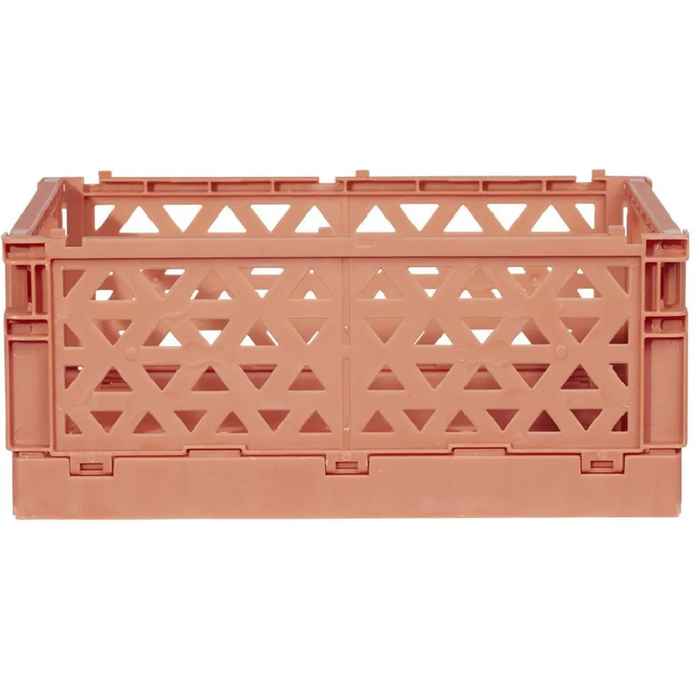 Caisse pliable avec porte-étiquette marron L25xl16,5xH10cm