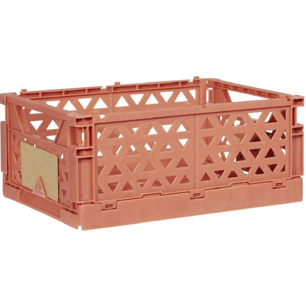 Caisse pliable avec porte-étiquette marron L25xl16,5xH10cm