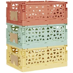 Caisse pliable avec porte-étiquette vert L17xl12,5xH7cm