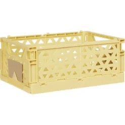 Caisse pliable avec porte-étiquette jaune L17xl12,5xH7cm