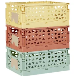 Caisse pliable avec porte-étiquette jaune L33xl25xH15cm