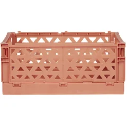 Caisse pliable avec porte-étiquette marron L17xl12,5xH7cm