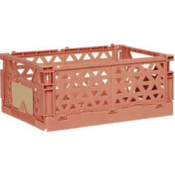 Caisse pliable avec porte-étiquette marron L17xl12,5xH7cm