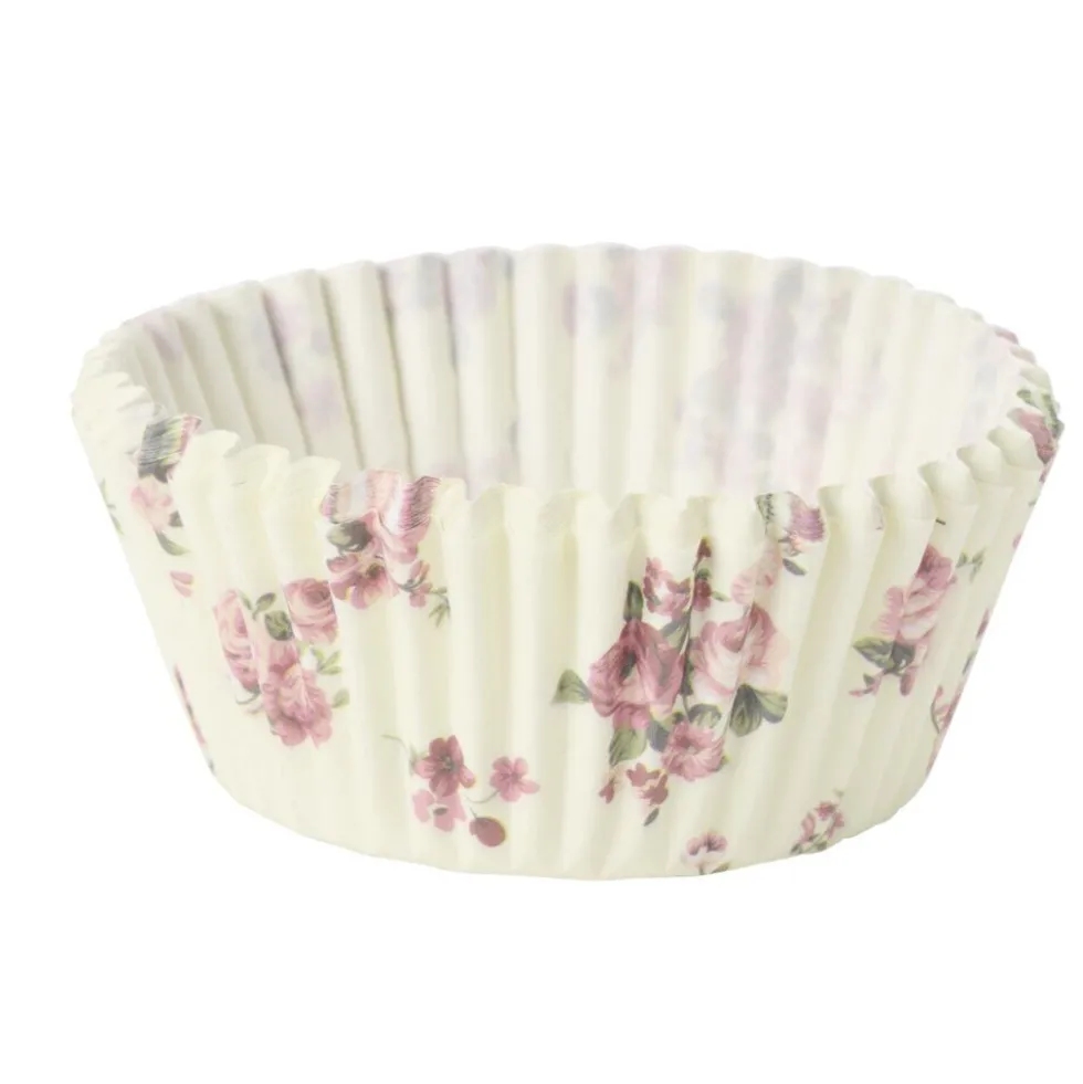 Caissette de cuisson x75 cupcakes et muffins en papier motif floral Ø7xH5cm