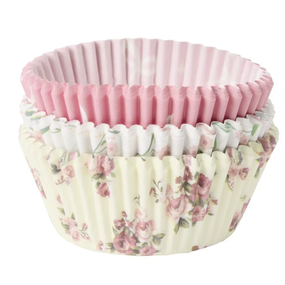 Caissette de cuisson x75 cupcakes et muffins en papier motif floral Ø7xH5cm