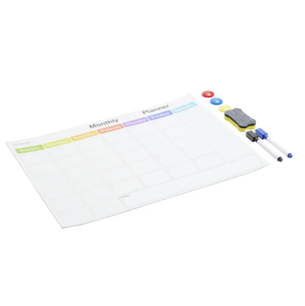 Calendrier mensuel magnétique et 7 accessoires 42x30cm