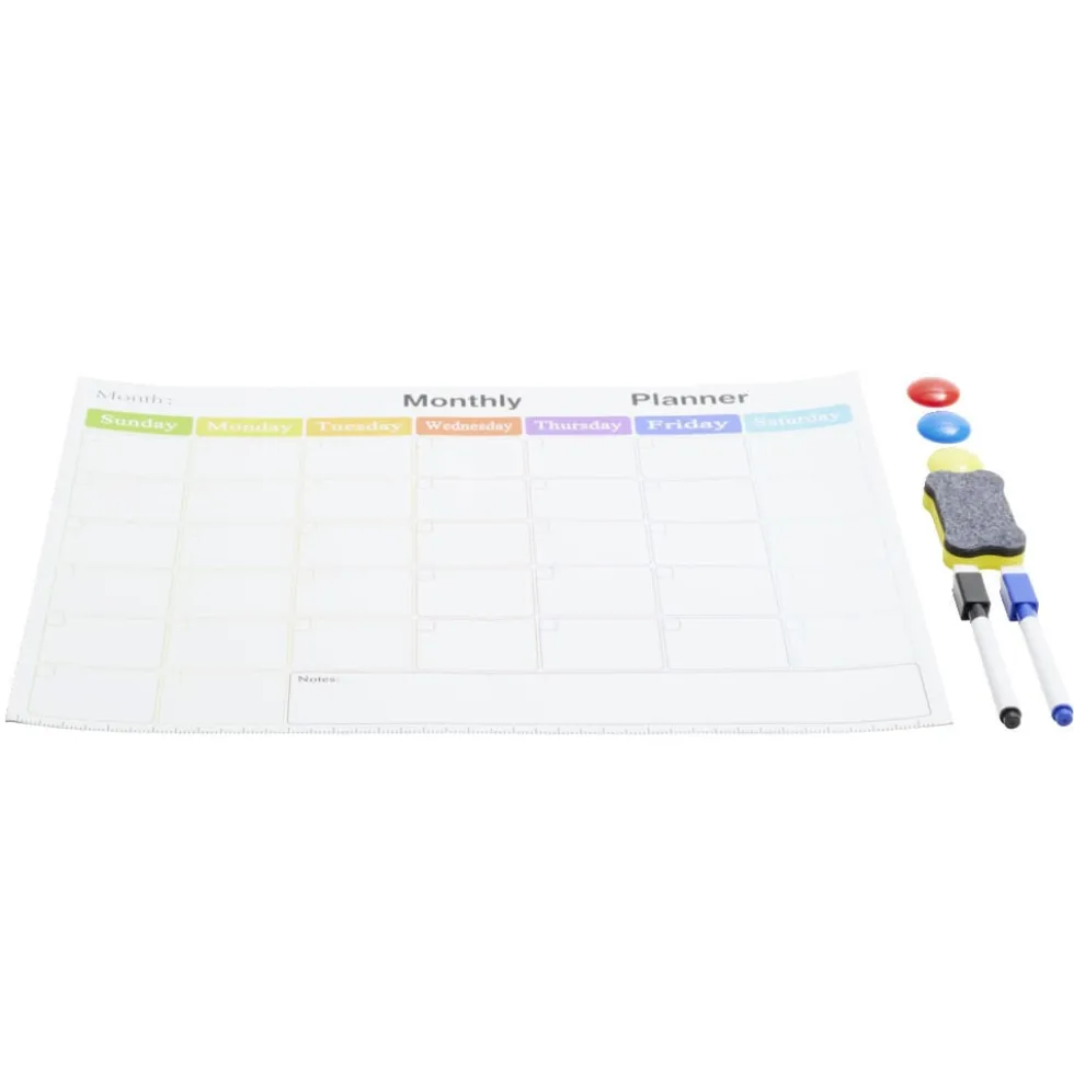 Calendrier mensuel magnétique et 7 accessoires 42x30cm