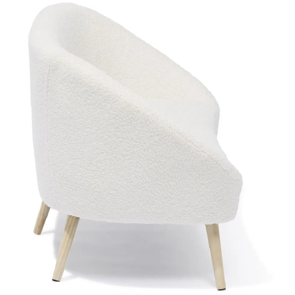 Canapé Joseph curly effet laine bouclée blanc - L137xP69xH79 d