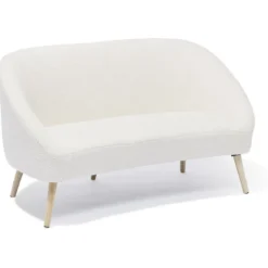 Canapé Joseph curly effet laine bouclée blanc - L137xP69xH79 d