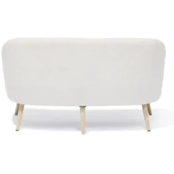 Canapé Joseph curly effet laine bouclée blanc - L137xP69xH79 d