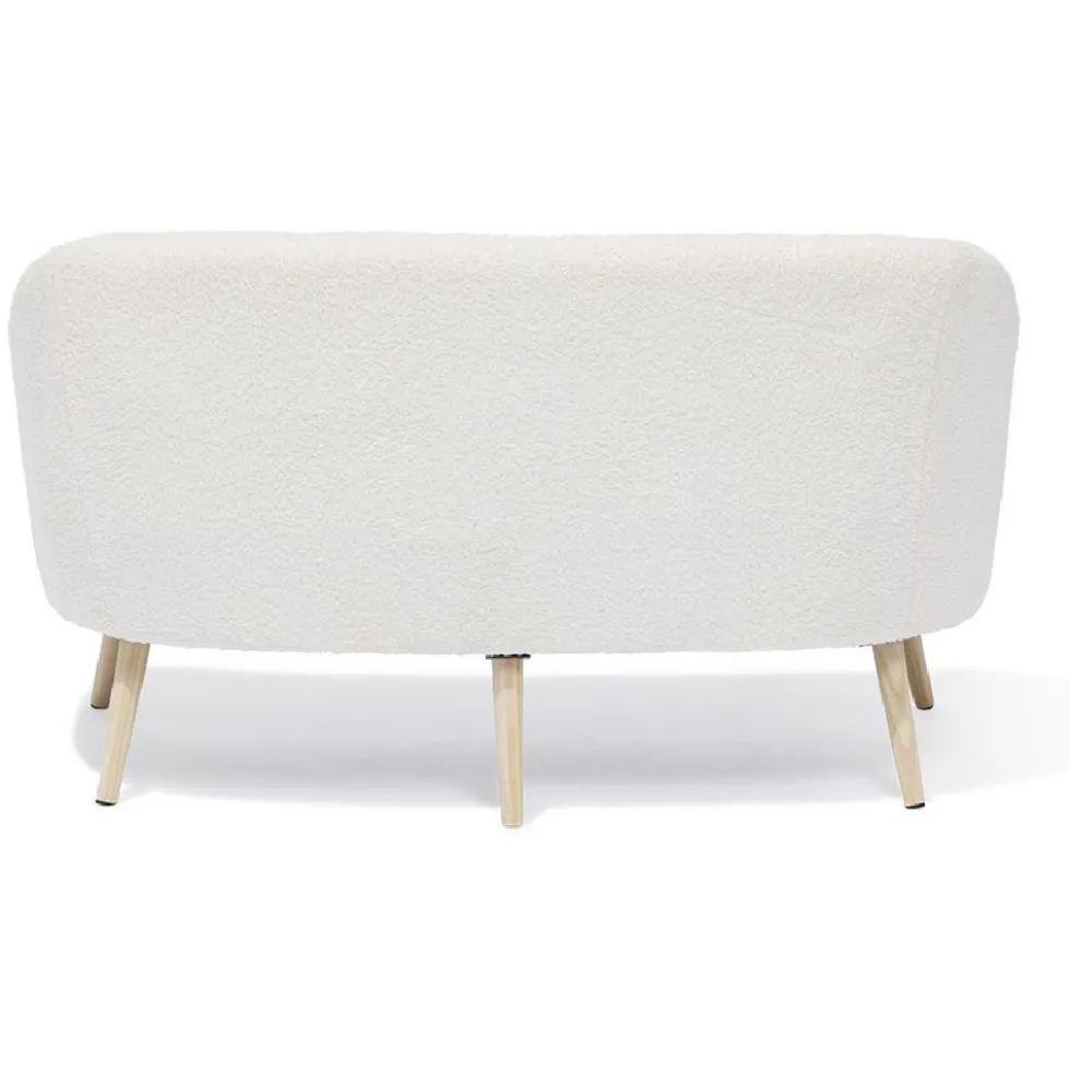 Canapé Joseph curly effet laine bouclée blanc - L137xP69xH79 d