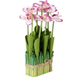 Carré d'orchidée artificielle rose 19x12xH36cm