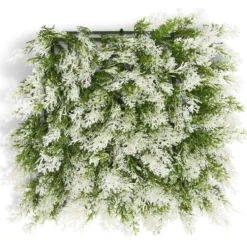 Carré végétal artificiel cyprès vert et blanc 25x25cm clipsable