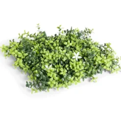 Carré végétal artificiel feuillage et fleurs blanches 25x25cm clipsable
