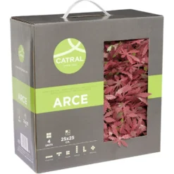 Carré végétal 25x25 cm feuille d'érable artificiel rouge x4