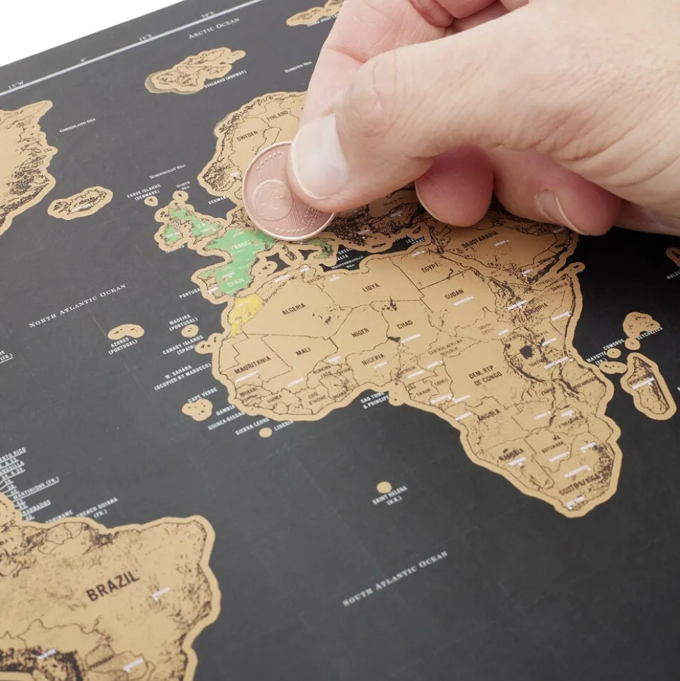 Carte du monde à gratter en papier 30x60cm