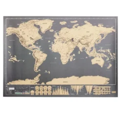 Carte du monde à gratter en papier 30x60cm
