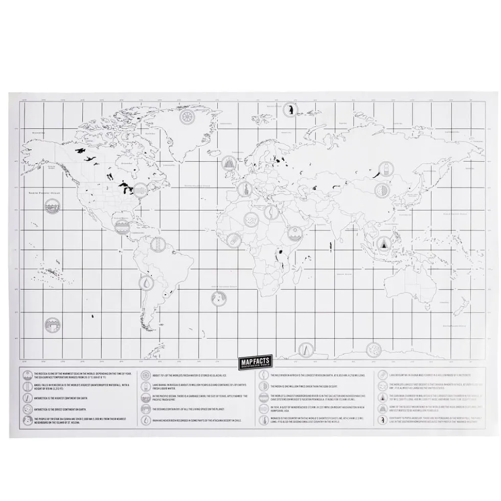 Carte du monde à gratter en papier 30x60cm