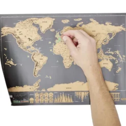 Carte du monde à gratter en papier 30x60cm