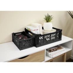 Casier pliable en plastique noir 40x30xH15cm