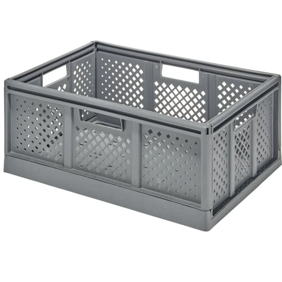 Casier pliant 40L plastique gris 54,5x16,5xH27,5m