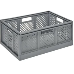 Casier pliant 40L plastique gris 54,5x16,5xH27,5m