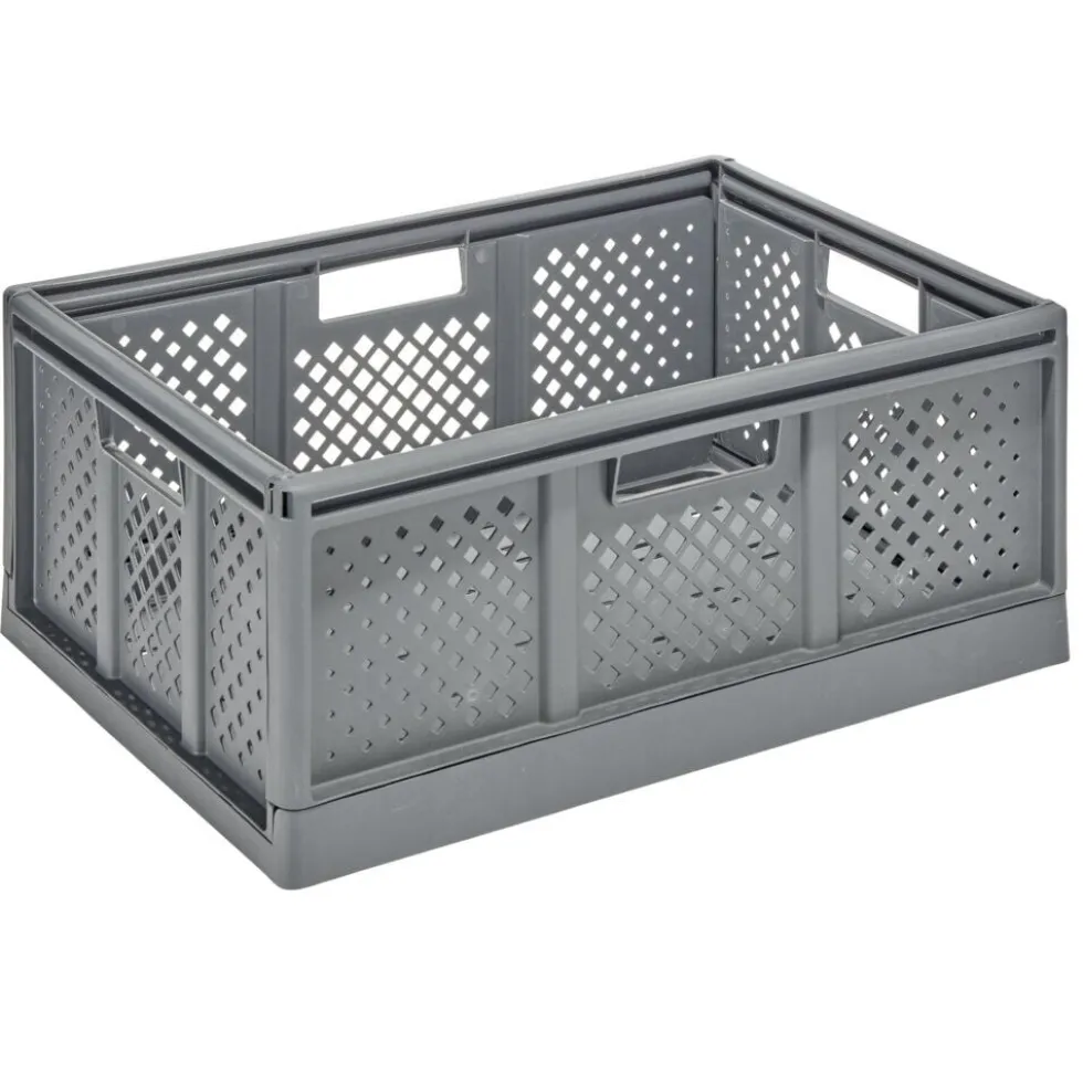 Casier pliant 40L plastique gris 54,5x16,5xH27,5m