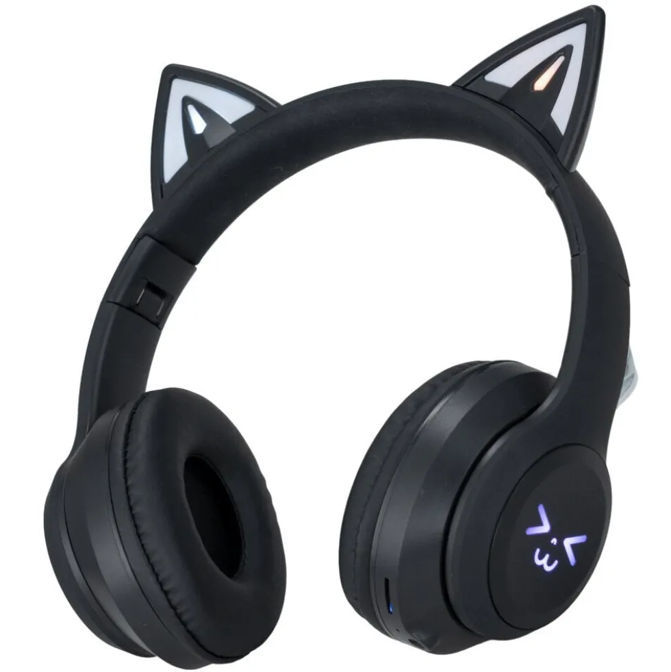 Casque audio enfant oreille chat LED RGB bluetooth USBC et micro (3 modèles)