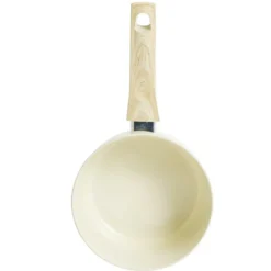 Casserole poignée effet bois aluminium et céramique beige Ø18cm