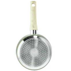 Casserole revêtement céramique vert olive poignée effet bois Ø18cm tous feux