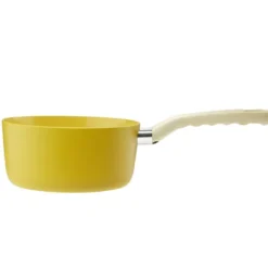 Casserole revêtement céramique jaune poignée effet bois Ø18cm