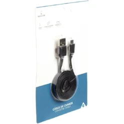 Câble de charge micro USB plat 1 m blanc ou noir