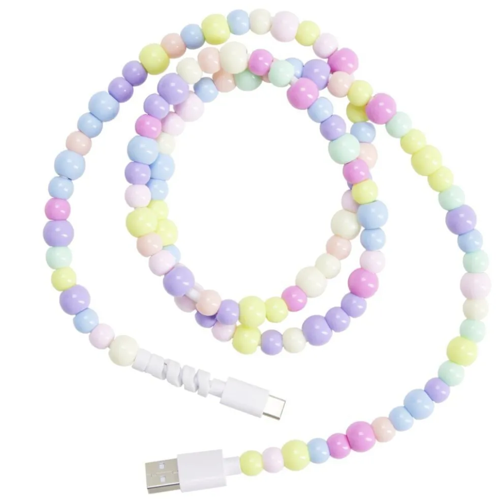 Câble de charge USB vers USB-C x2 fil perles plastique 1m